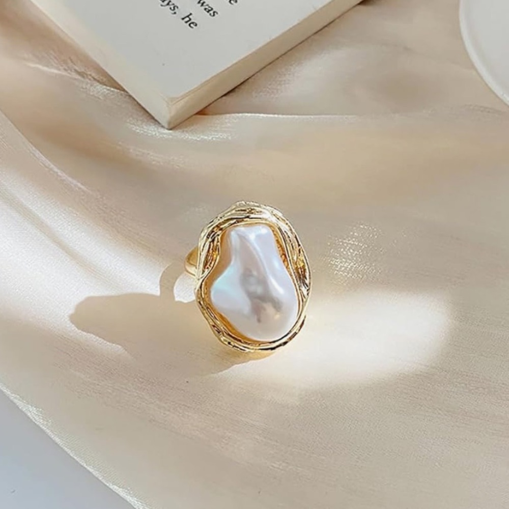 Hand Crafted Gold and White Statement Ring
